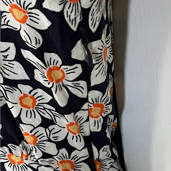 Free People Navy Floral Daisy Lace Collared Short Puffed Sleeve Mini Dress XS - Picture 8 of 15
